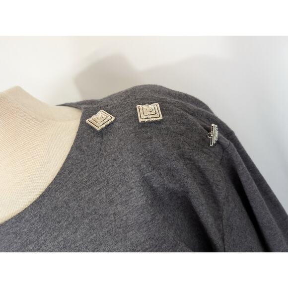 Vintage 90s Top Skirt Set Long Sleeve Midi Gray Women's Size 18 New Deadstock - Picture 4 of 12